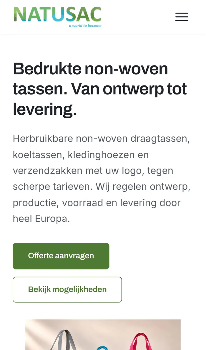 Natusac op een telefoon